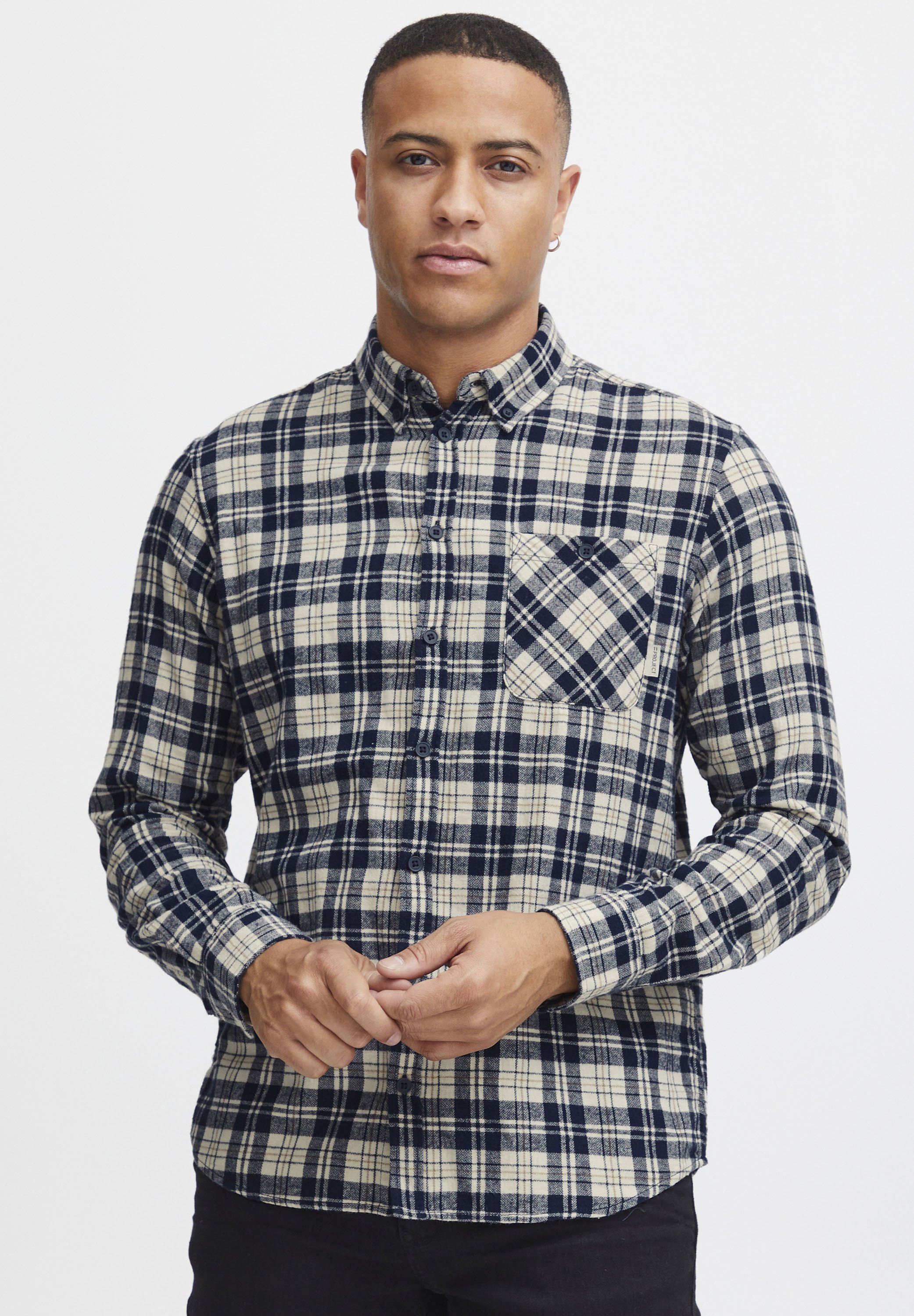 Urban Classics Tb6357 Flanellen Shirt Heren - Effen Overhemd Met Borstzakken En Regular Fit