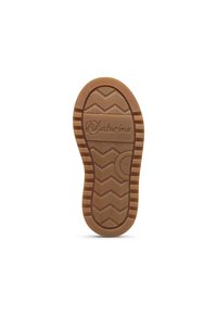 Gummisohle in Tan mit Zickzackprofil, Logo "Naturino" und einem kreisförmigen Detail, auf dem die Größe "24" markiert ist.