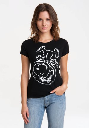 LOGOSHIRT PEANUTS SNOOPY AND WOODSTOCK - Print T-shirt - schwarz