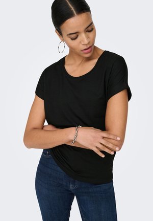 ONLY, ONLMOSTER S/S O-NECK TOP NOOS JRS - T-shirt basique - black/solid black