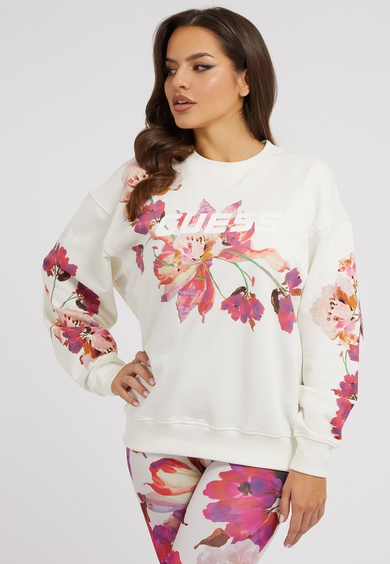 Guess ALLOVER Sweatshirt weiß/white Zalando.de