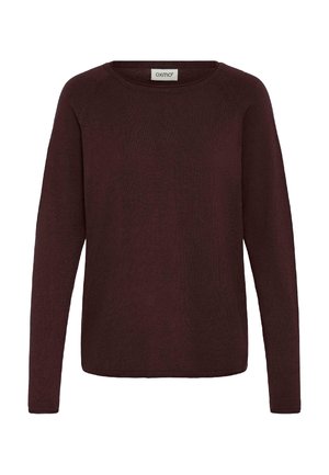 Burgundy långärmad tröja i mjukt sträckt material. Har rund hals och en avslappnad passform med ribbade cuffs och fåll.