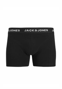 Boxer negro de algodón, con una banda elástica ancha en la cintura con la inscripción "JACK & JONES" en blanco. Textura suave, diseño ajustado.