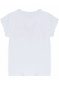 Bílý krátkozávodový bavlněný tričko s volným střihem. Hladký povrch, kulatý výstřih a minimalistický design. Žádné viditelné vzory ani ozdoby.