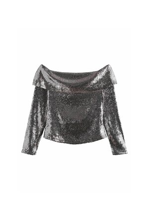 REGULAR FIT - SEQUIN BARDOT  - Top dugih rukava - grey