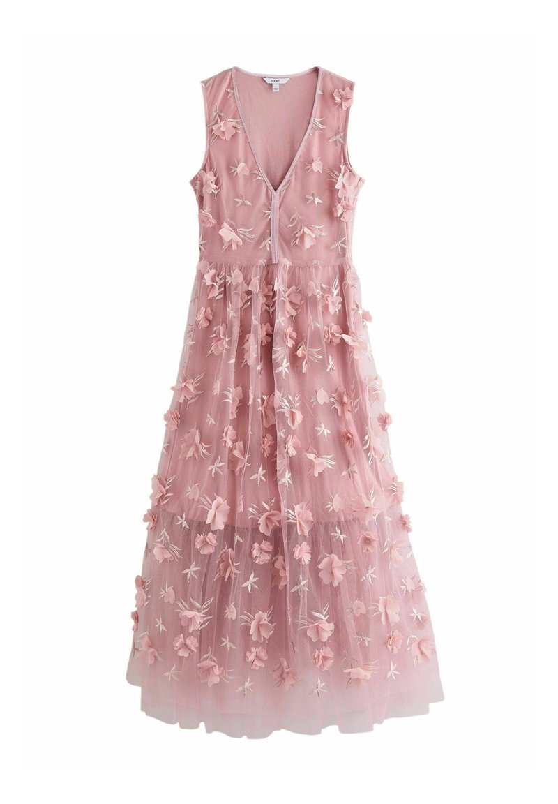 Next 3D FLORAL TEXTURED V-NECK  - REGULAR FIT - Festklänning - blush pink