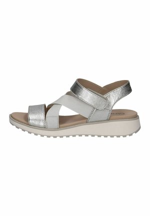 Sandalen met sleehak - silver metal