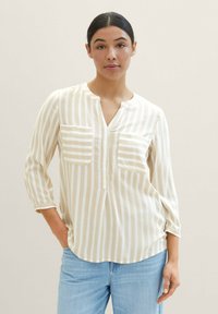 TOM TAILOR Pusero - beige offwhite stripe