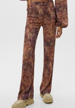 FLORAL PRINT - Kalhoty - dark red