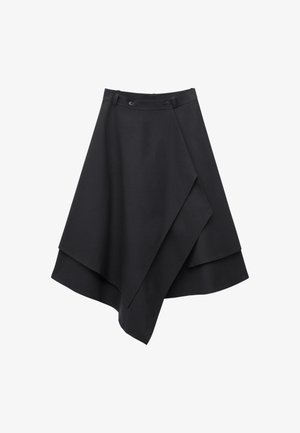 & OTHER STORIES, & OTHER STORIES DOUBLE LAYER ASYMMETRIC SKIRT - Jupe longue - black