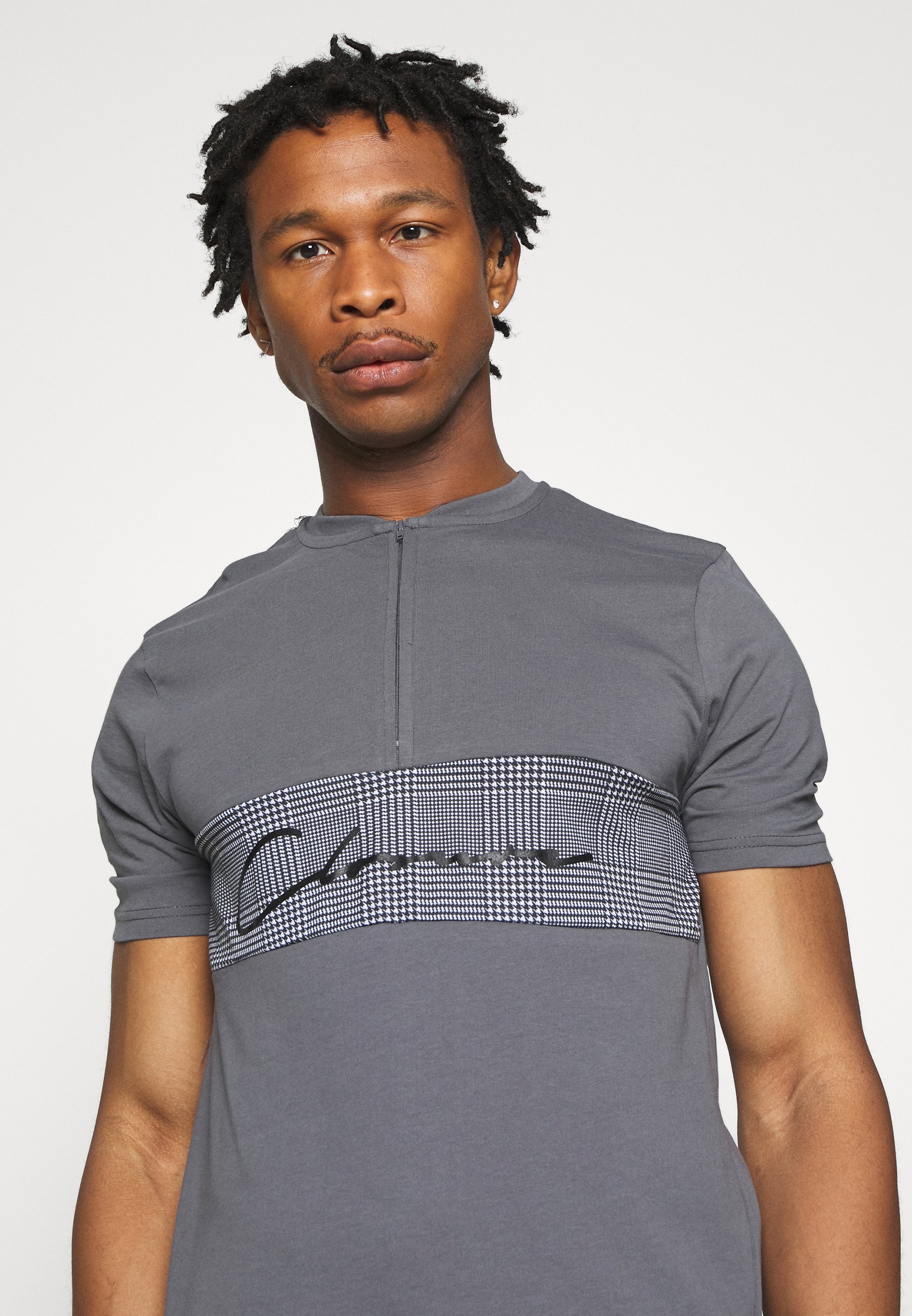CLOSURE London BAND ZIP CHECKED TEE T shirts med print CLOSURE London BAND ZIP CHECKED TEE - T-shirts med print - black