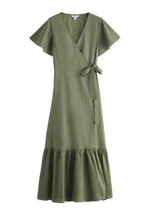 REGULAR FIT - FLUTTER SLEEVE WRAP MAXI DRESS  . - Vestito lungo - khaki green