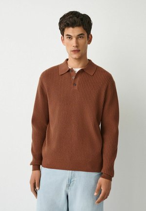 Next, REGULAR FIT - ESSENTIAL TEXTURED POLO SHIRT - Long sleeved top - tan brown