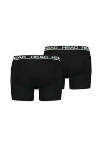 Schwarze Boxershorts aus Baumwolle mit einem weichen elastischen Bund, der oben in Weiß den Schriftzug "HEAD" trägt.