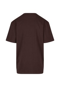 Braunes T-Shirt mit kurzen Ärmeln aus weicher Baumwolle, mit Rundhalsausschnitt, lässigem Schnitt und sauberer Nahtführung ohne sichtbare Logos oder Muster.