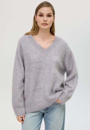 V-NECK BRUSHED - Pullover - grey