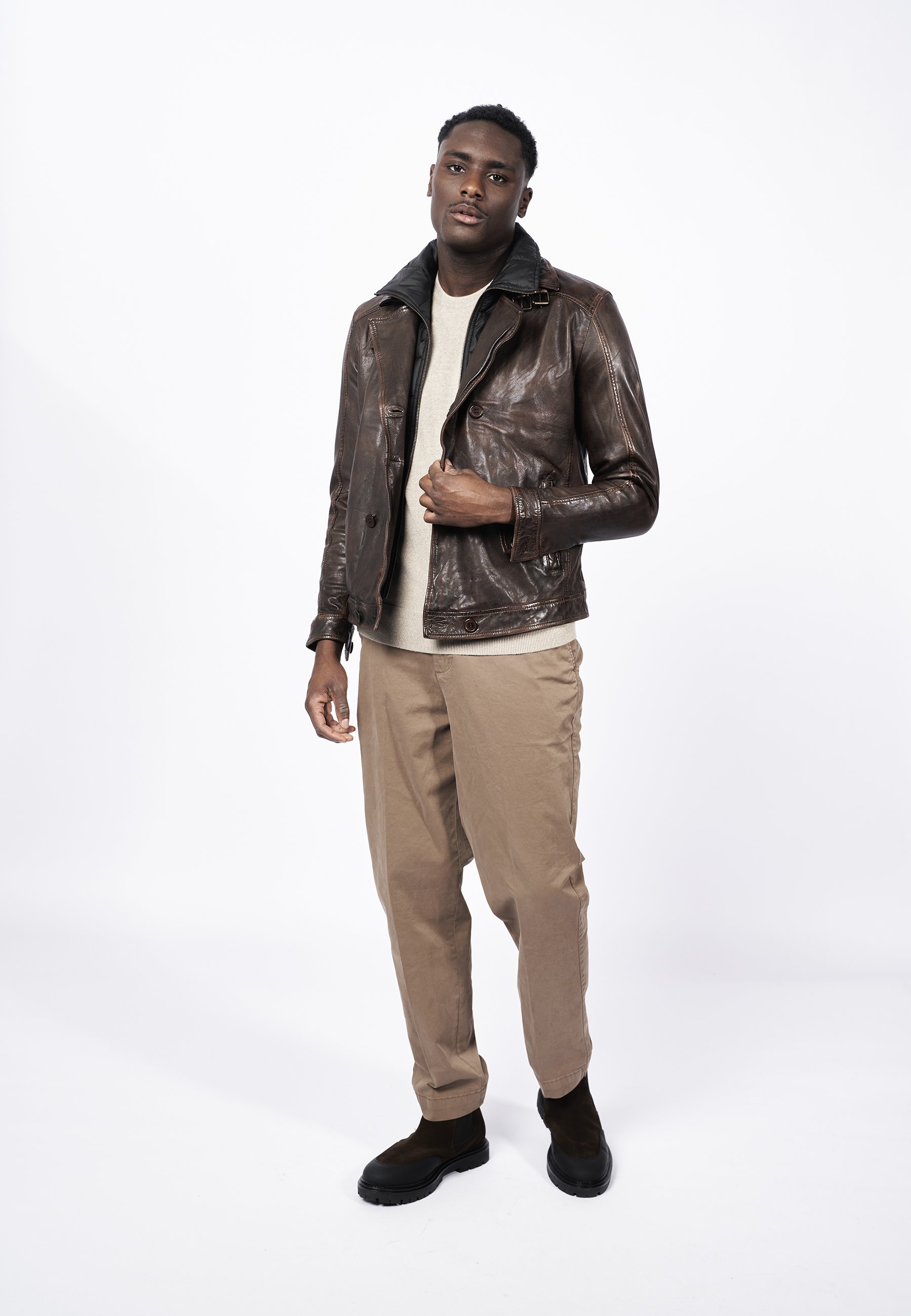 Freaky Nation RURIK - Leather jacket - choco brown/brown - Zalando