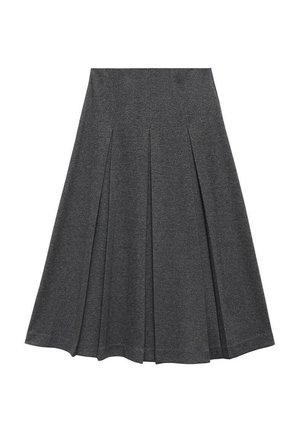 Gonna a pieghe grigia con forma svasata, realizzata in tessuto morbido. Presenta pieghe verticali e una vita liscia per un look aderente.