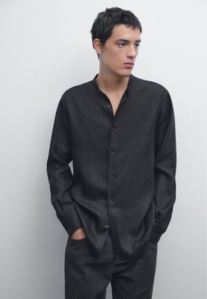 Massimo Dutti STAND COLLAR - Shirt - black