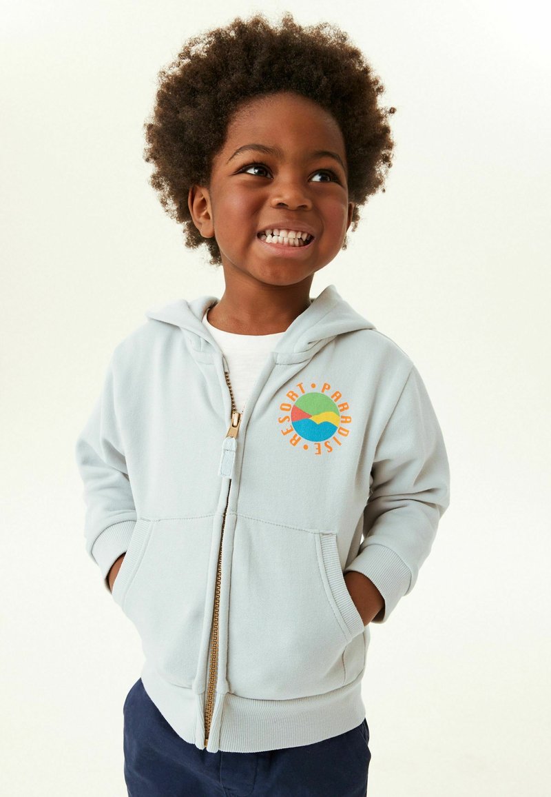 Next HOODIE BACK PRINT STANDARD - Zip-up sweatshirt - grey - Zalando.de