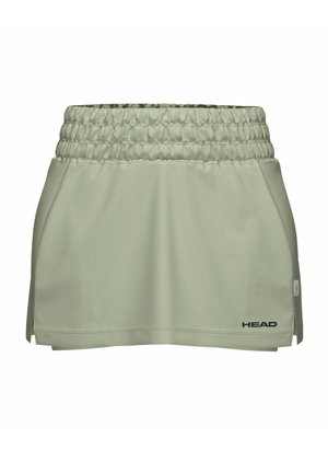 Gonna atletica verde chiaro con fascia elastica larga in vita, spacchi laterali e logo "HEAD" sull'orlo inferiore destro.