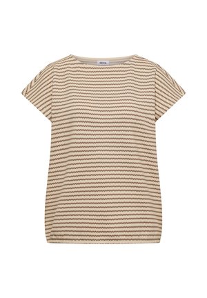 Cecil, T-SHIRT WITH BOAT NECK AND TEXTURE - T-Shirt print - cashmere beige