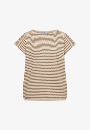 Cecil, T-SHIRT WITH BOAT NECK AND TEXTURE, beżowy