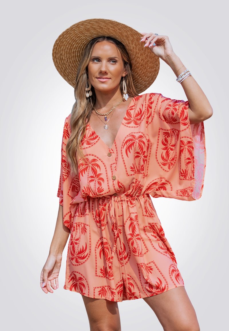 Cupshe TROPICAL PARADISE CHIC ROMPER - Tuta jumpsuit - light red