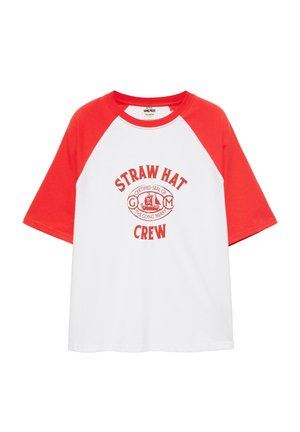 PULL&BEAR, RAGLAN SHORT-SLEEVE ONE PIECE - T-SHIRT - T-shirt imprimé - mottled red