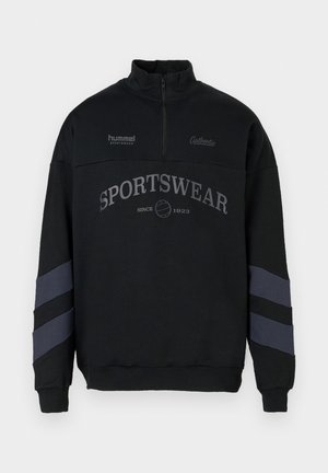 Hummel, OVERSIZED HALFZIP UNISEX - Sweatshirt - black/ebony