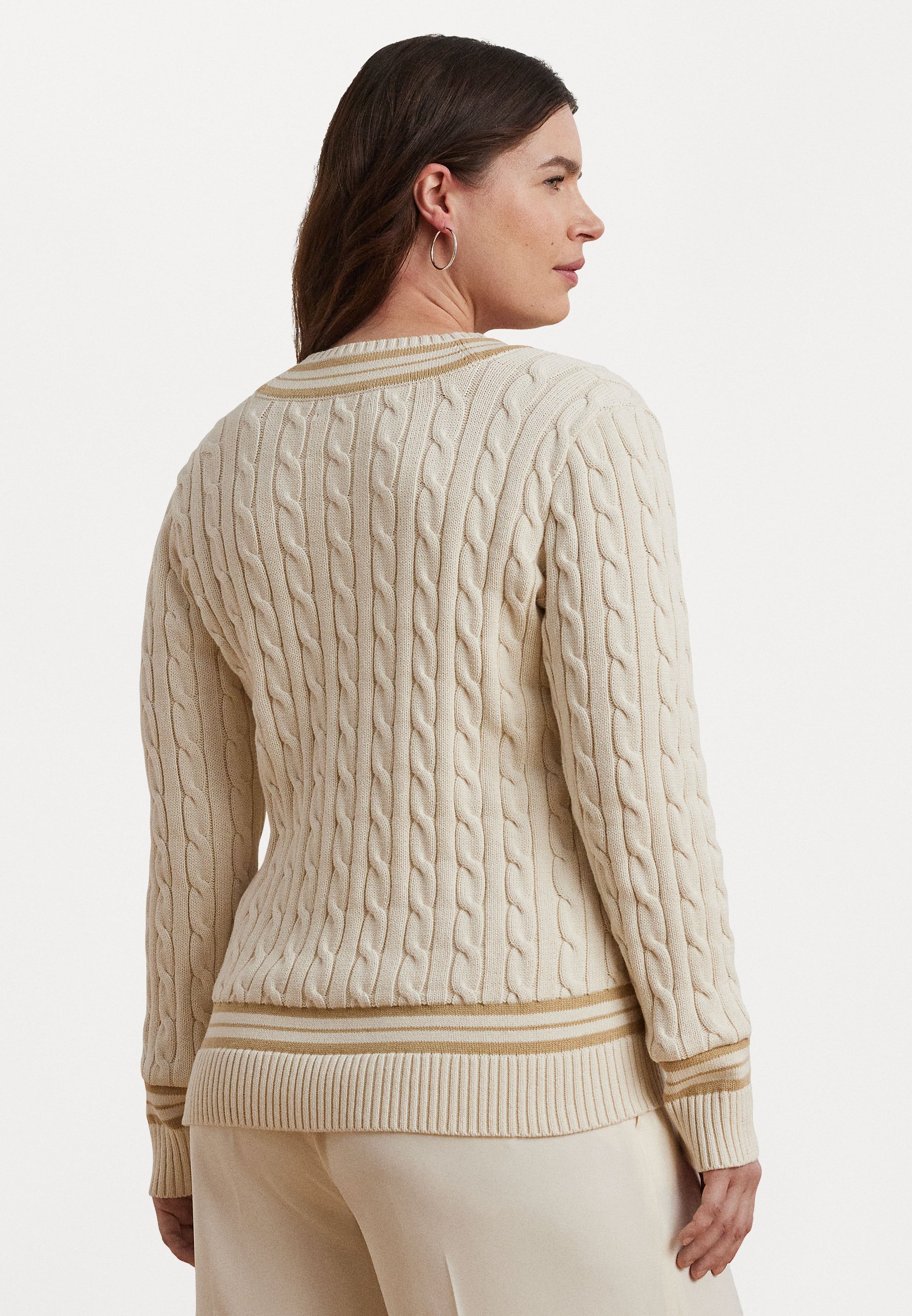 売れ筋商品|||ラルフローレン ニット&セーター レディース アウター GASSED COTTON SWEATER - Jumper - mascarpone cream/sand dune Lauren Ralph Lauren Woman GASSED COTTON LONG SLEEVE SWEATER
