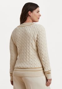 Lauren Ralph Lauren Woman GASSED COTTON LONG SLEEVE SWEATER - Jersey de punto - mascarpone cream/sand dune