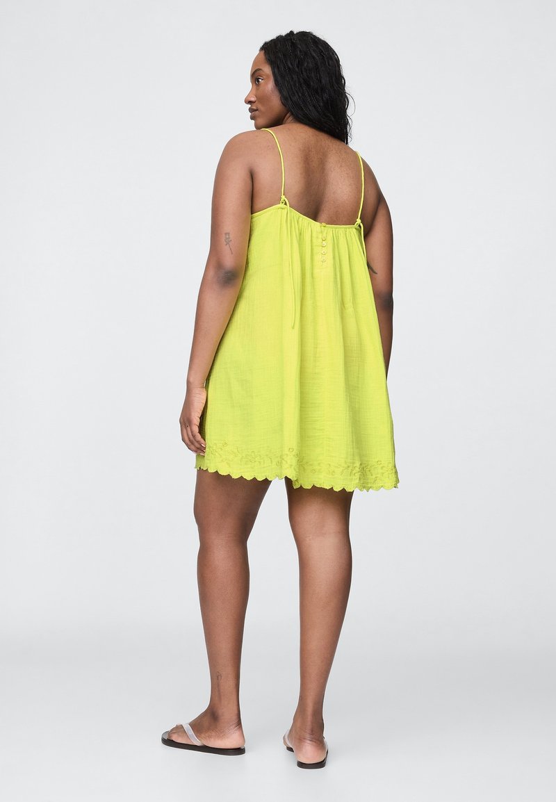 gap lime green dress Linen-Blend Embroidered Maxi Dress