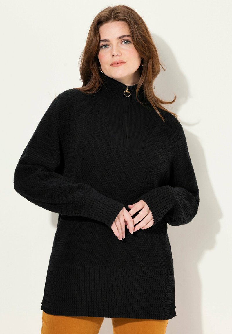 Ulla Popken TROYER COLLAR LONG SLEEVE - Maglione - black