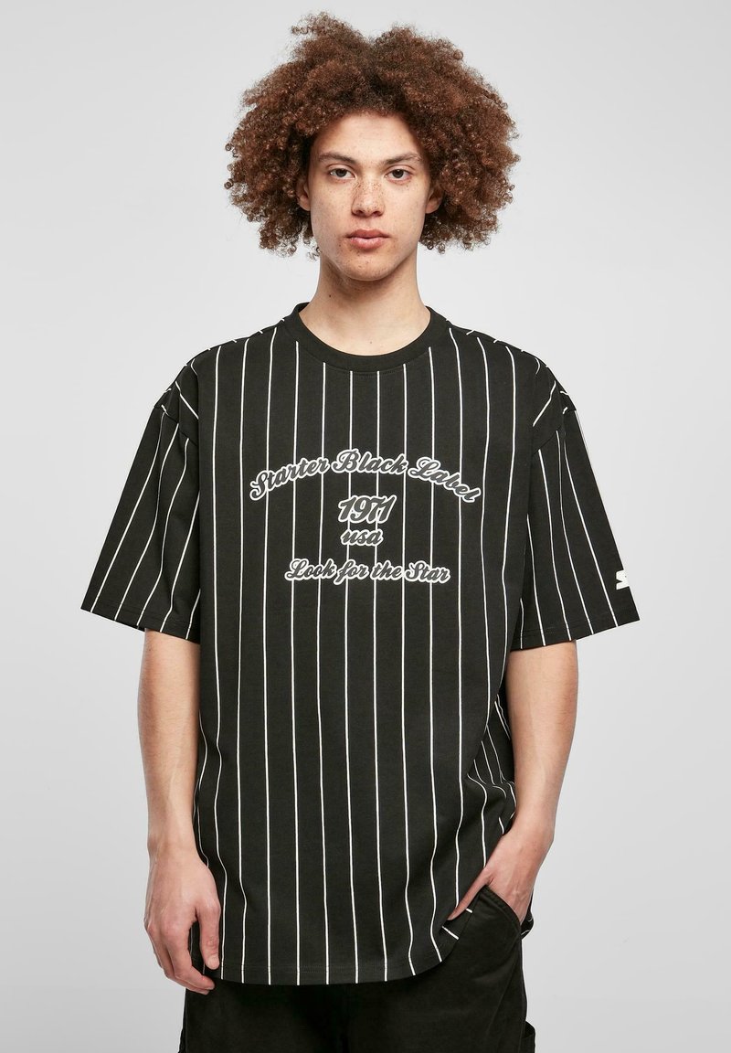 Starter PINESTRIPE - Printtipaita - black