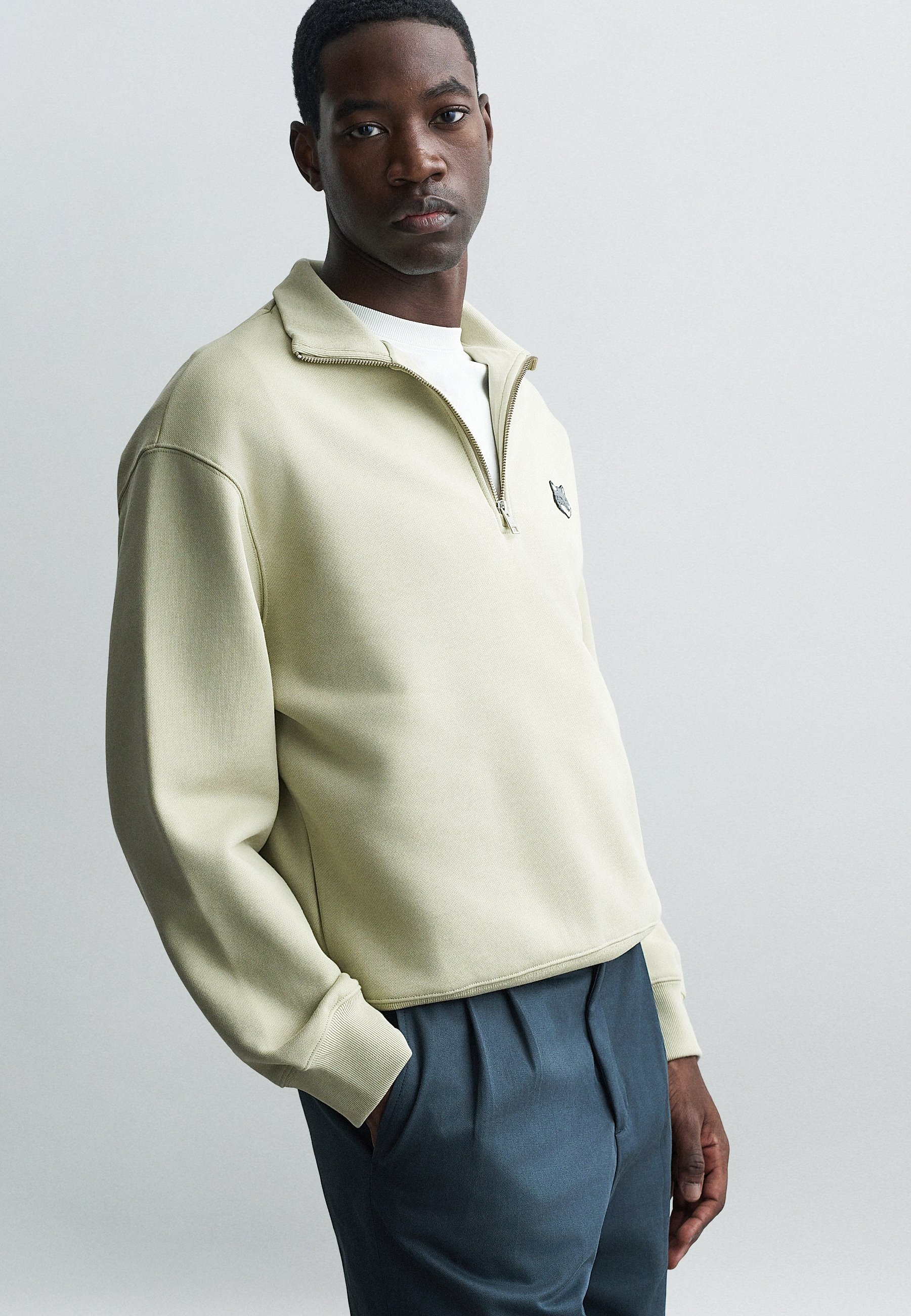 Maison Kitsuné FOX HEAD COMFORT - Sweatshirt - stone beige/green Maison Kitsuné FOX HEAD COMFORT - Sweatshirt - stone beige/green