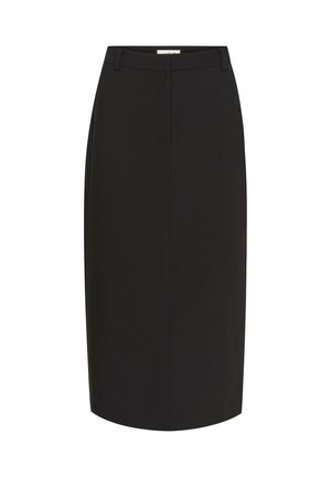 Sorte blyantskirt lavet af glat stof, med en tætsiddende silhuet, knælangt design og forreste skrålommer.