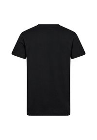 Sort kortærmet t-shirt lavet af blødt bomuld. Har et enkelt design med rund hals og ingen synlige logoer eller mønstre.