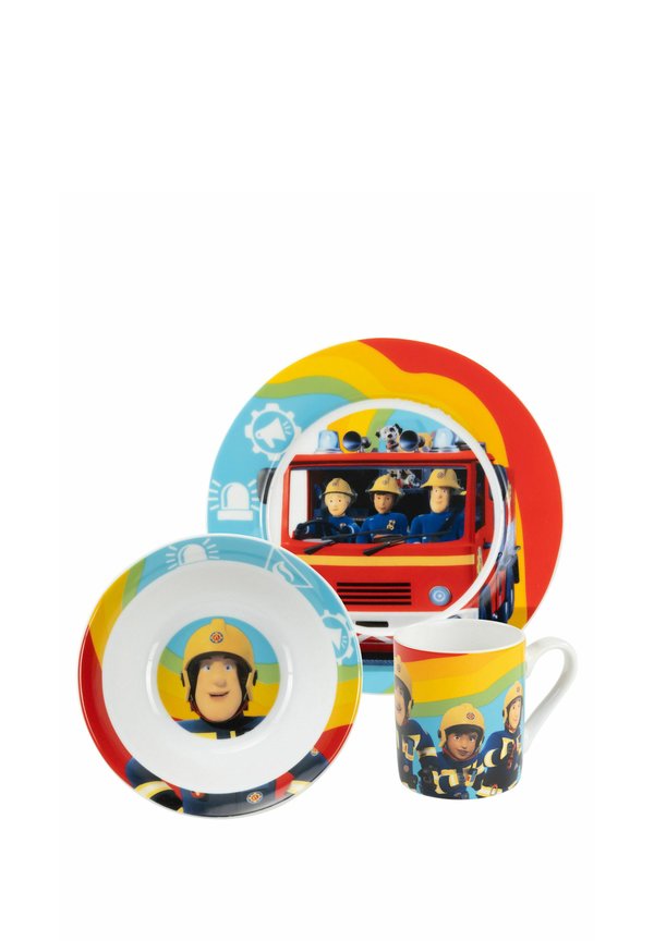 FEUERWEHRMANN FRÜHSTÜCKSSET SET - Kinder Geschirrset - mehrfarbig