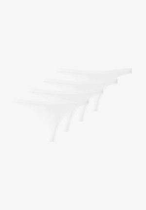 Vit bomullstrosa, med en slät textur, tunna band och en minimalistisk design. Inkluderar fyra identiska delar i setet.