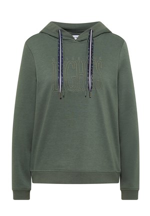 Cecil, HOODED SWEATSHIRT WITH SLOGAN - Hættetrøje - dried olive green