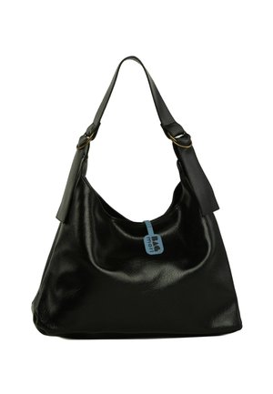 SOFT TEXTURED OVAL WITH BELT DETAIL - Borsa a mano - black