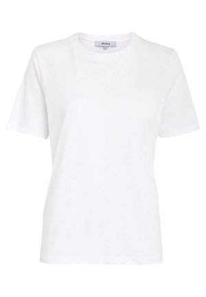 White cotton t-shirt featuring a round neck, short sleeves, and a relaxed fit with a simple design and no visible patterns or accents.