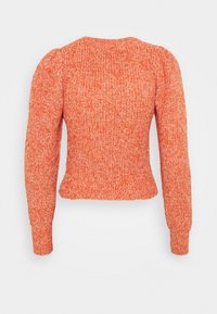 Strikket pullover i klar orange med en tekstureret finish, puffærmer og en tætsiddende talje. Bagfra, ribbede mansjetter.