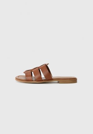 LEATHER - Mules - cognac