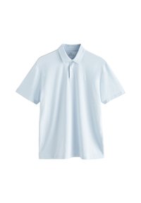 Šviesiai mėlynas polo marškinėliai su apykakle, trumpomis rankovėmis ir subtiliu siuvinėjimu ant krūtinės. Pagaminti iš minkštos medvilnės medžiagos.