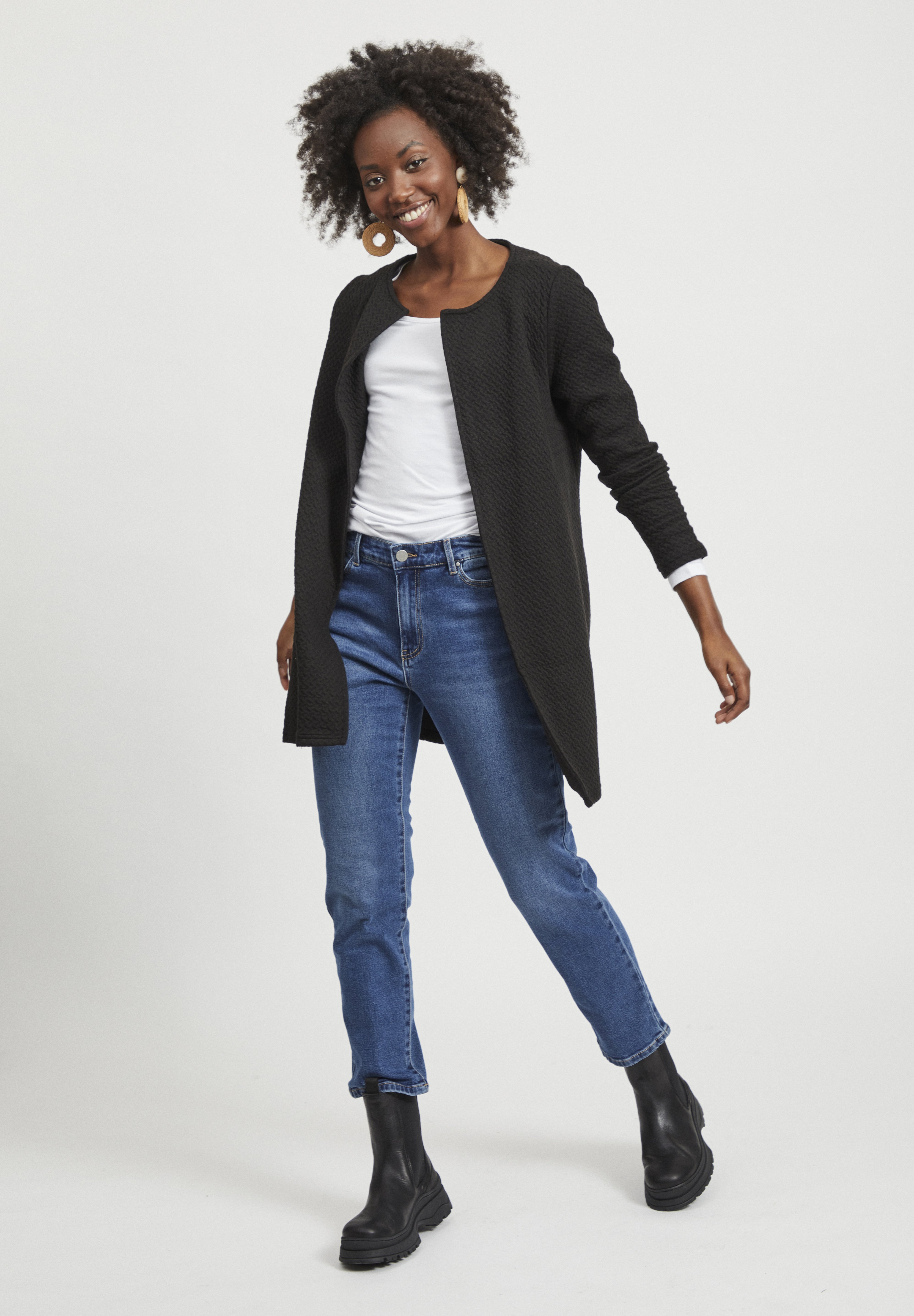 tencel stretch grid long jacket