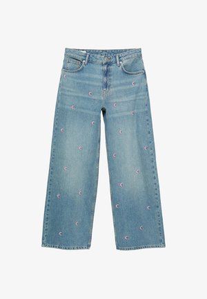 PULL&BEAR, EMBROIDERED MOON BAGGY - STRAIGHT-LEG JEANS - Jean droit - blue denim