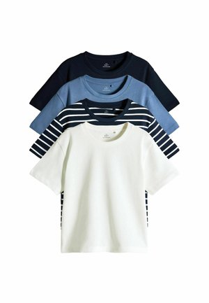 REGULAR FIT - 4 PACK HEAVYWEIGHT SKATER - T-shirt med print - navy stripe light blue cream
