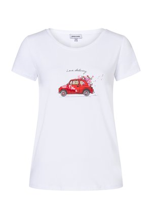 MIT FRONTPRINT UND PAILLETTEN - T-shirt imprimé - white